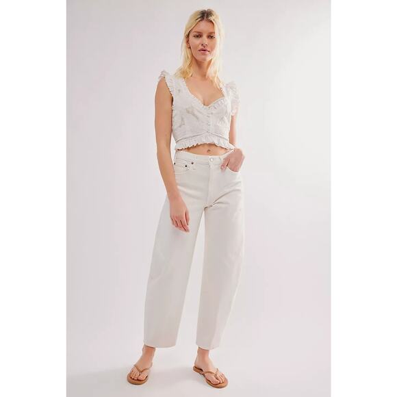 AGOLDE Designer Womens Off White Balloon Jeans in Fortune Cookie 26 - Picture 1 of 8